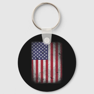 Usa Flag 4th July American Red White Blue Star Str Key Ring
