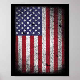 Usa Flag 4th July American Red White Blue Star Str Poster