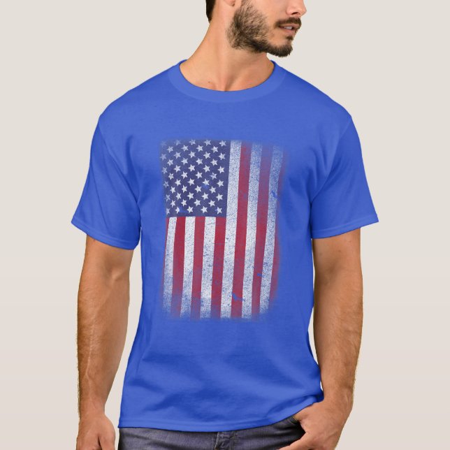 USA Flag 4Th July American Red White Blue Star Str T-Shirt (Front)