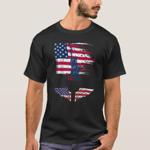 Usa Flag 4th July Statue Of Liberty Patriotic T-Shirt