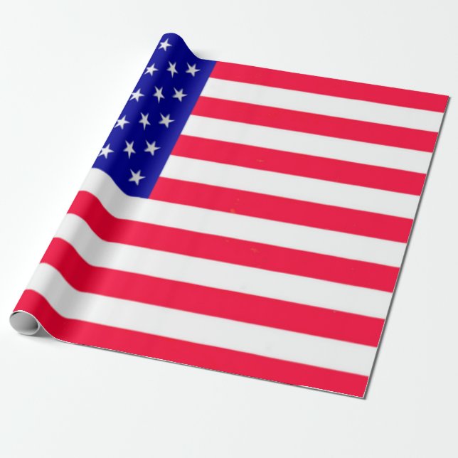 USA Flag 4th July  Wrapping Paper (Unrolled)