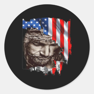 Usa Flag 4th Of July Independence Day Patriotic Classic Round Sticker