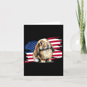 Usa Flag 4th Of July Mini Holland Lop Bunny Rabbit Card
