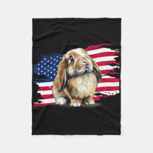 Usa Flag 4th Of July Mini Holland Lop Bunny Rabbit Fleece Blanket