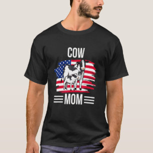 Usa Flag 4th Of July Mothers Day Merica Cow Mum T-Shirt