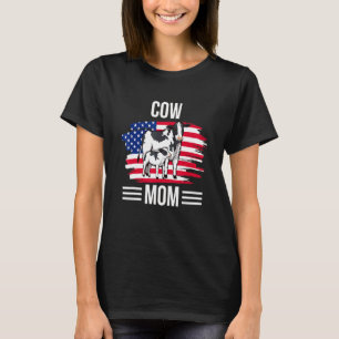 Usa Flag 4th Of July Mothers Day Merica Cow Mum T-Shirt