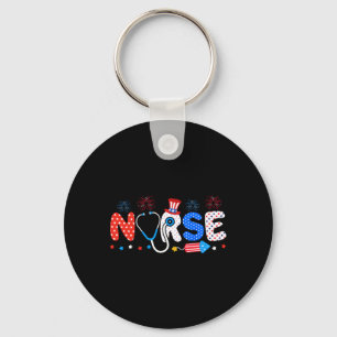 Usa Flag 4th Of July Nursing Stethoscope Patriotic Key Ring