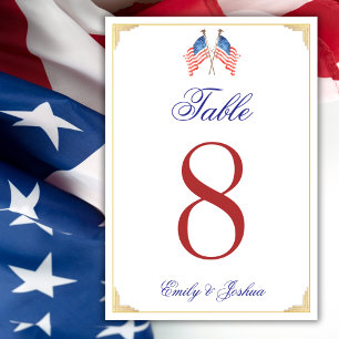 USA Flag 4th of July Patriotic Wedding Menu Table Number