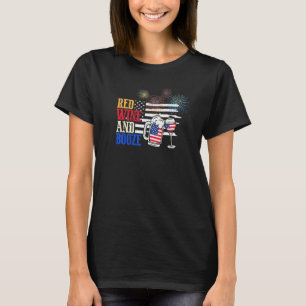 Usa Flag 4th Of July Red White & Booze Drinking S T-Shirt