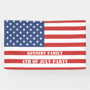 USA Flag 4th Of July Stars And Stripes Family Name Banner