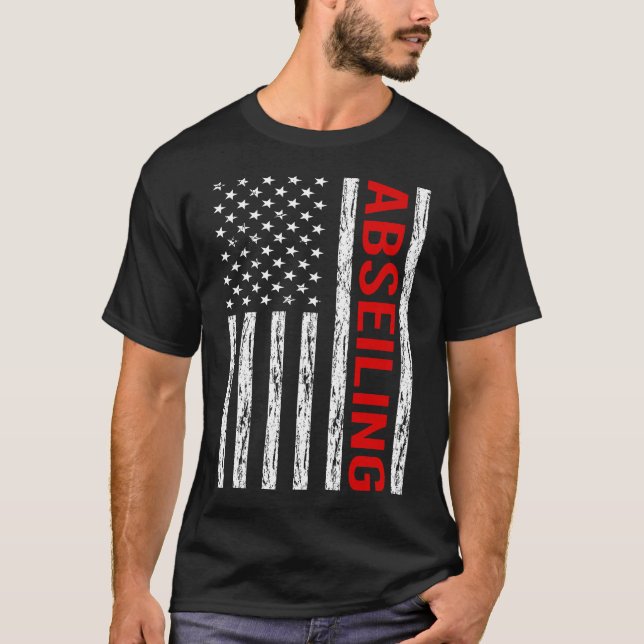 USA Flag Abseiling Abseil T-Shirt (Front)