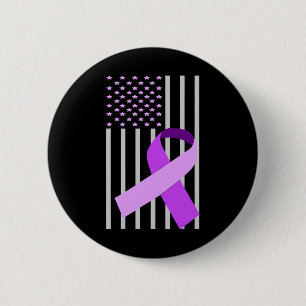 USA Flag Alzheimer Ribbon Alzheimer Disease Awaren 6 Cm Round Badge