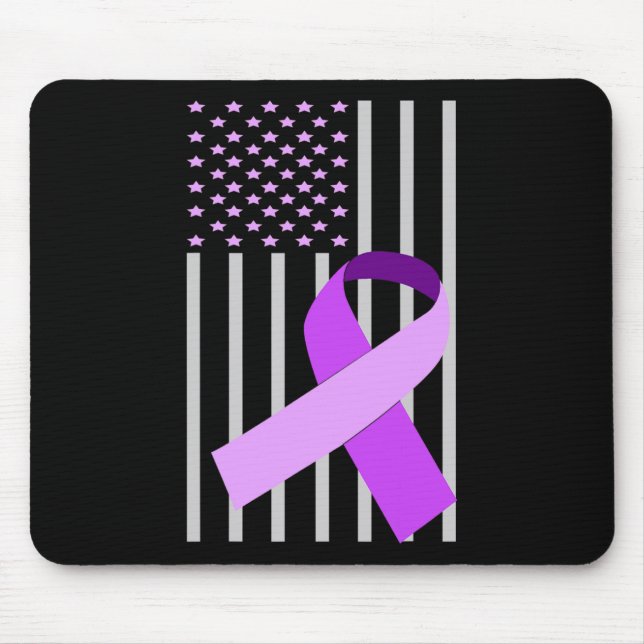 USA Flag Alzheimer Ribbon Alzheimer Disease Awaren Mouse Pad (Front)