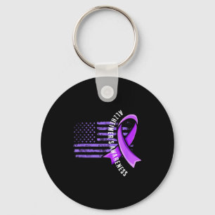 Usa flag alzheimer's awareness support squad key ring