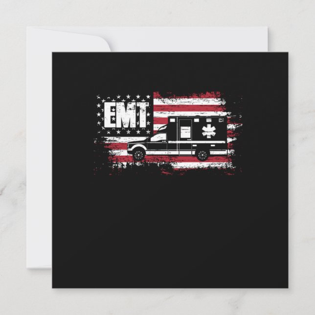 USA Flag Ambulance EMT EMS Doctor First Aid Parame Invitation (Front)