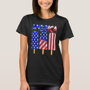 USA Flag America Cream Popsicle Patriotic 4th Of J T-Shirt