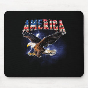 Usa Flag America Font Eagle Flashes For Men And Wo Mouse Pad