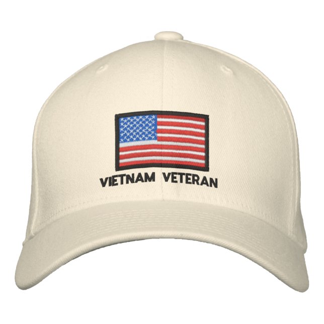 USA Flag - America - Vietnam Veteran Embroidered Hat (Front)