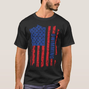USA Flag American America Swimming Team Swimmer T-Shirt