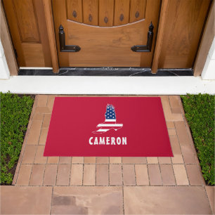 USA Flag American Eagle America 4th Of July Name Doormat