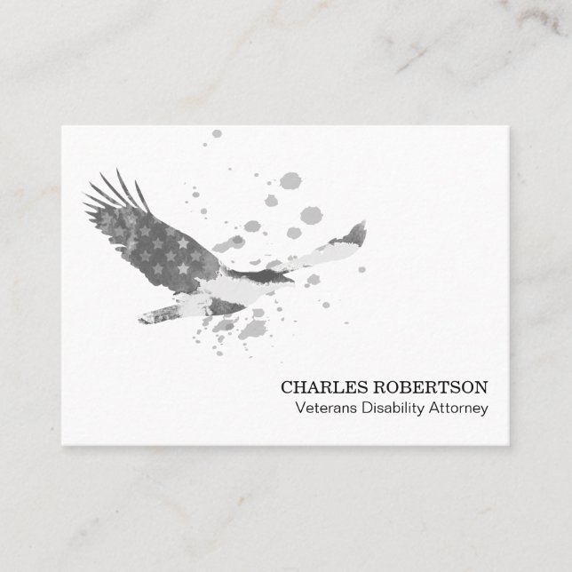 **  USA Flag  American Eagle Black White Simple Business Card (Front)