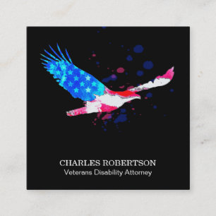 **  USA Flag  American Eagle Red White  Blue Square Business Card
