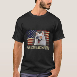 Usa Flag American Eskimo Dad Fathers Day T-Shirt