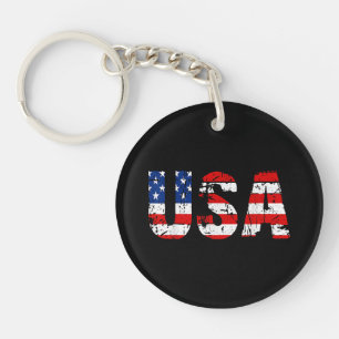 USA Flag American Flag US National Patriotic USA 4 Key Ring