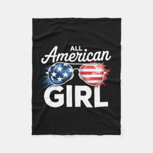 Usa flag american girl 4th of july matching family fleece blanket
