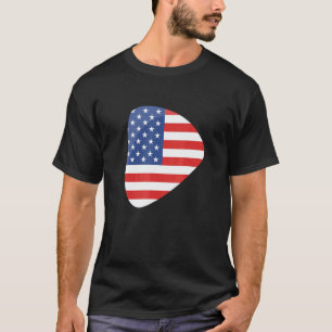 Usa Flag American Guitar Pick Guitar Bass Guitar T-Shirt