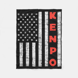 Usa Flag American Kenpo Vintage Patriotic Kempo Ka Fleece Blanket
