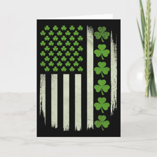 Usa Flag American National Irish Shamrocks St Patr Card