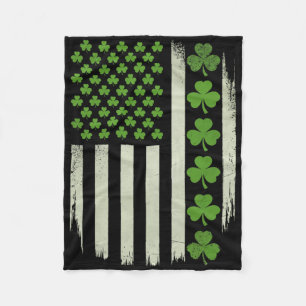 Usa Flag American National Irish Shamrocks St Patr Fleece Blanket