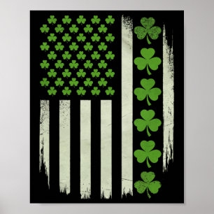 Usa Flag American National Irish Shamrocks St Patr Poster