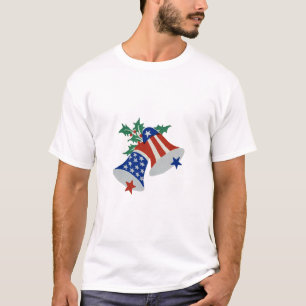 USA Flag American Patriotic Christmas Bells Art T-Shirt