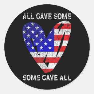 Usa Flag American Patriotic Heart Armed Forces Classic Round Sticker