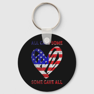 Usa Flag American Patriotic Heart Armed Forces Key Ring