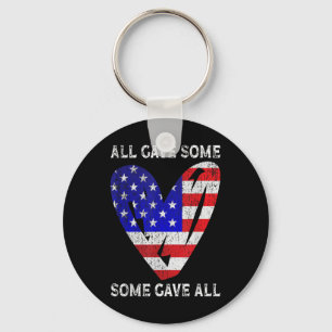 Usa Flag American Patriotic Heart Armed Forces Key Ring