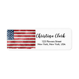 USA Flag American Personalized Custom Address Return Address Label