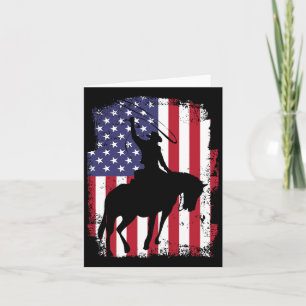 Usa Flag American Pride Texas Horseback Riding Cow Card