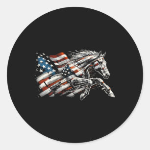 Usa Flag American Quarter Lover Classic Round Sticker