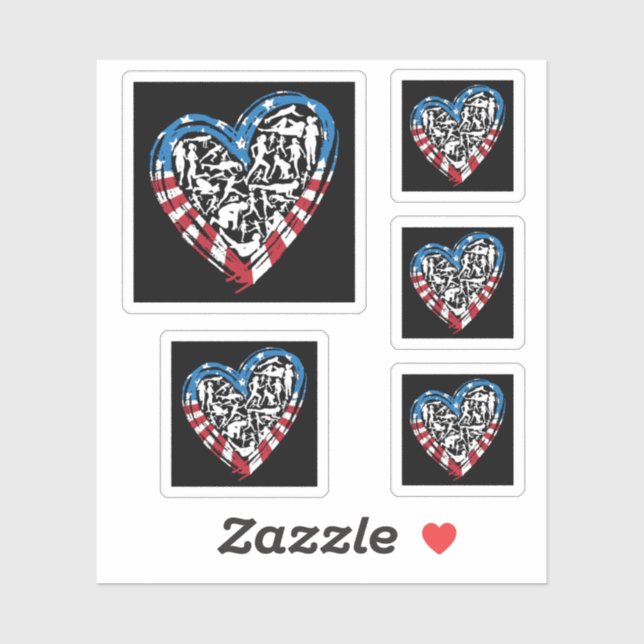 USA Flag American Runner - Running Heart (Sheet)