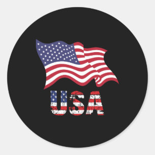 Usa Flag American United States Of America 4th Of Classic Round Sticker