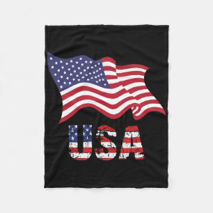 Usa Flag American United States Of America 4th Of Fleece Blanket