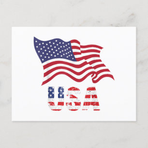 USA Flag American United States of America 4th of Holiday Postcard