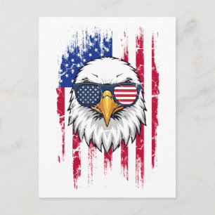 USA Flag And American Bald Eagle Grunge Postcard