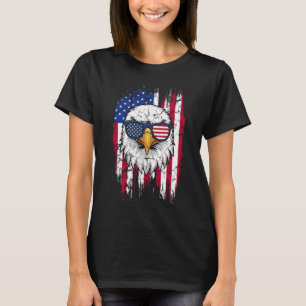 USA Flag And American Bald Eagle Grunge T-Shirt