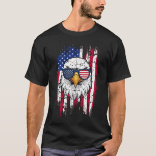 USA Flag And American Bald Eagle Grunge T-Shirt