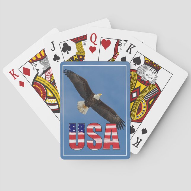 USA Flag And Bald Eagle Playing Cards (Back)