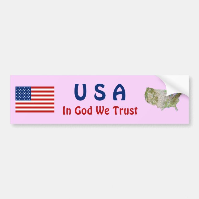 USA Flag and Map Bumper Sticker (Front)